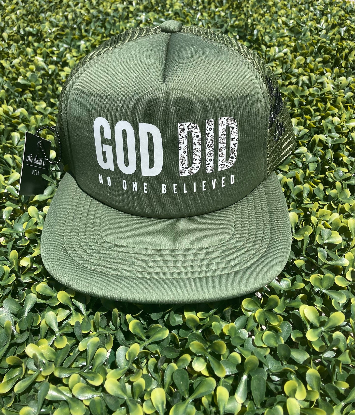 God Did Trucker Hat (Olive/Off Wte)