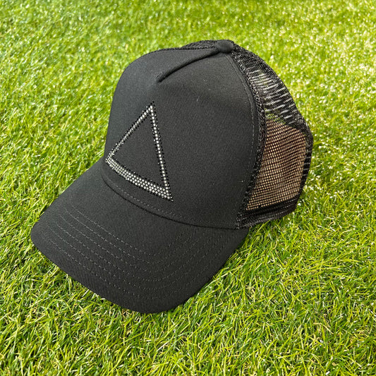 Crystal Triangle Logo Mesh Trucker Cap (Black)