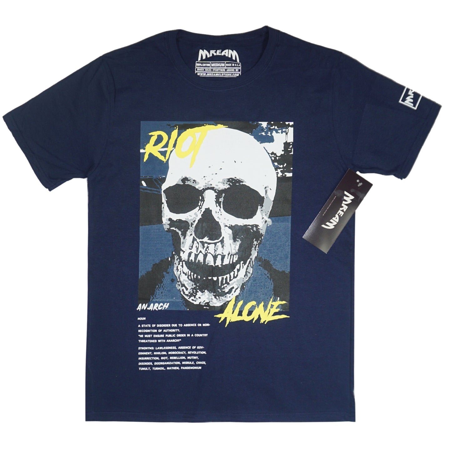 Riot Alone Yllw/Navy Tee (Navy) /D14