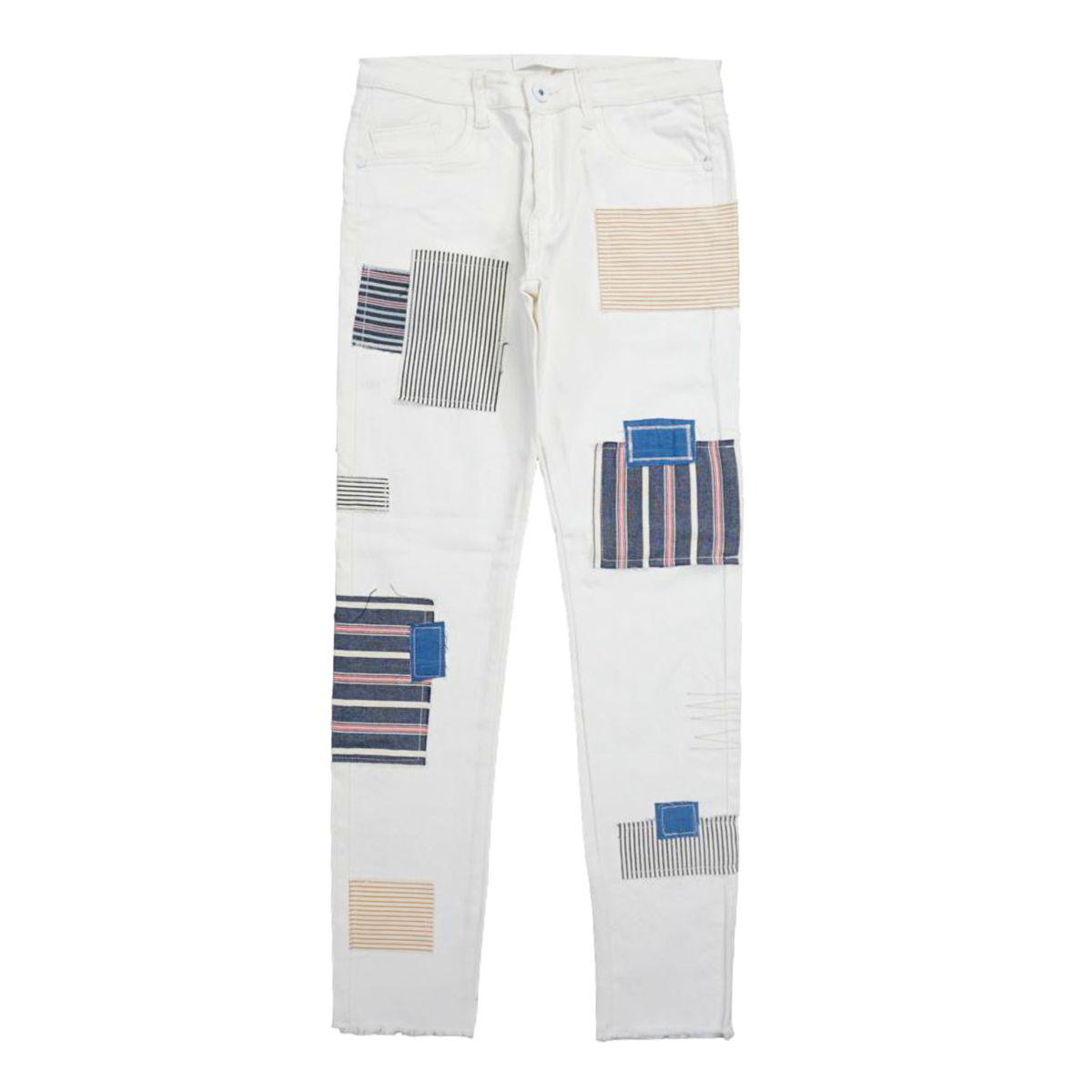 Stripe & Denim Patch Jeans (Wte) /C2